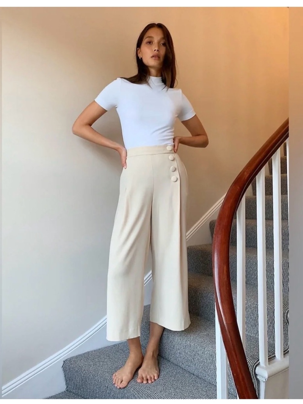 Babaton High-Waist Wide Leg Crop Pants